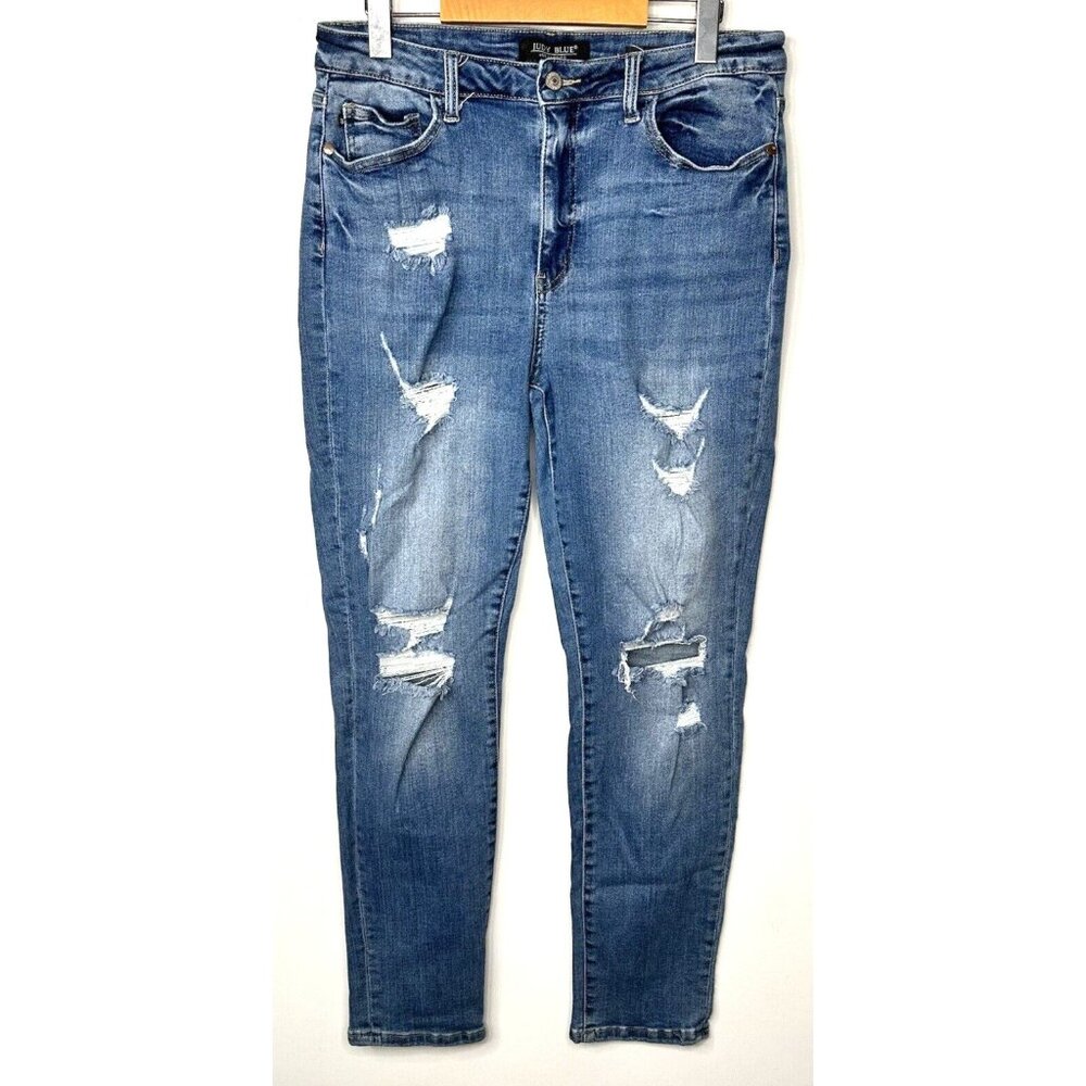 Judy Blue Jeans  Boyfriend Fit Distressed Denim Stretch Women's Size 13/31 30x29